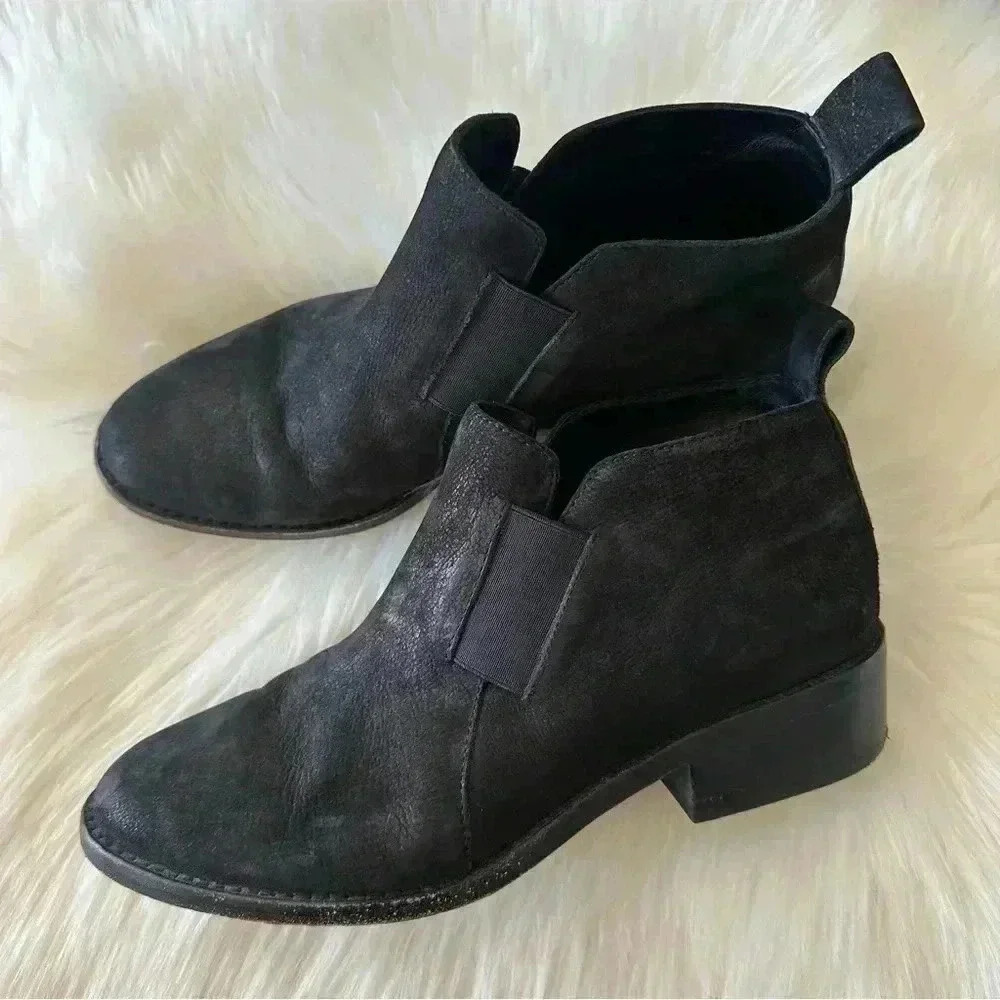 Eileen Fisher Ankle Black Leather Boots Shoes 7.5
